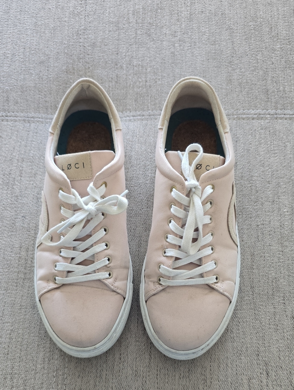 Loci x Nikki Reed Women's Beige Low-Top Logo Sneaker Shoes